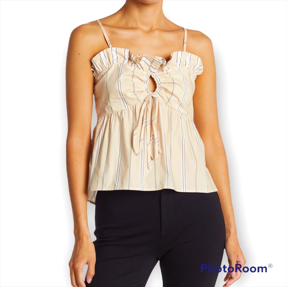 MAJE STRIPED KEYHOLE TOP